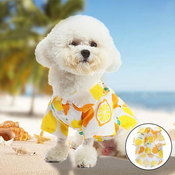 Casual Breathable Thin Pet Puppy Clothes Spring and Summer Fruit Style Twisted Button Shirt Pet Clothing